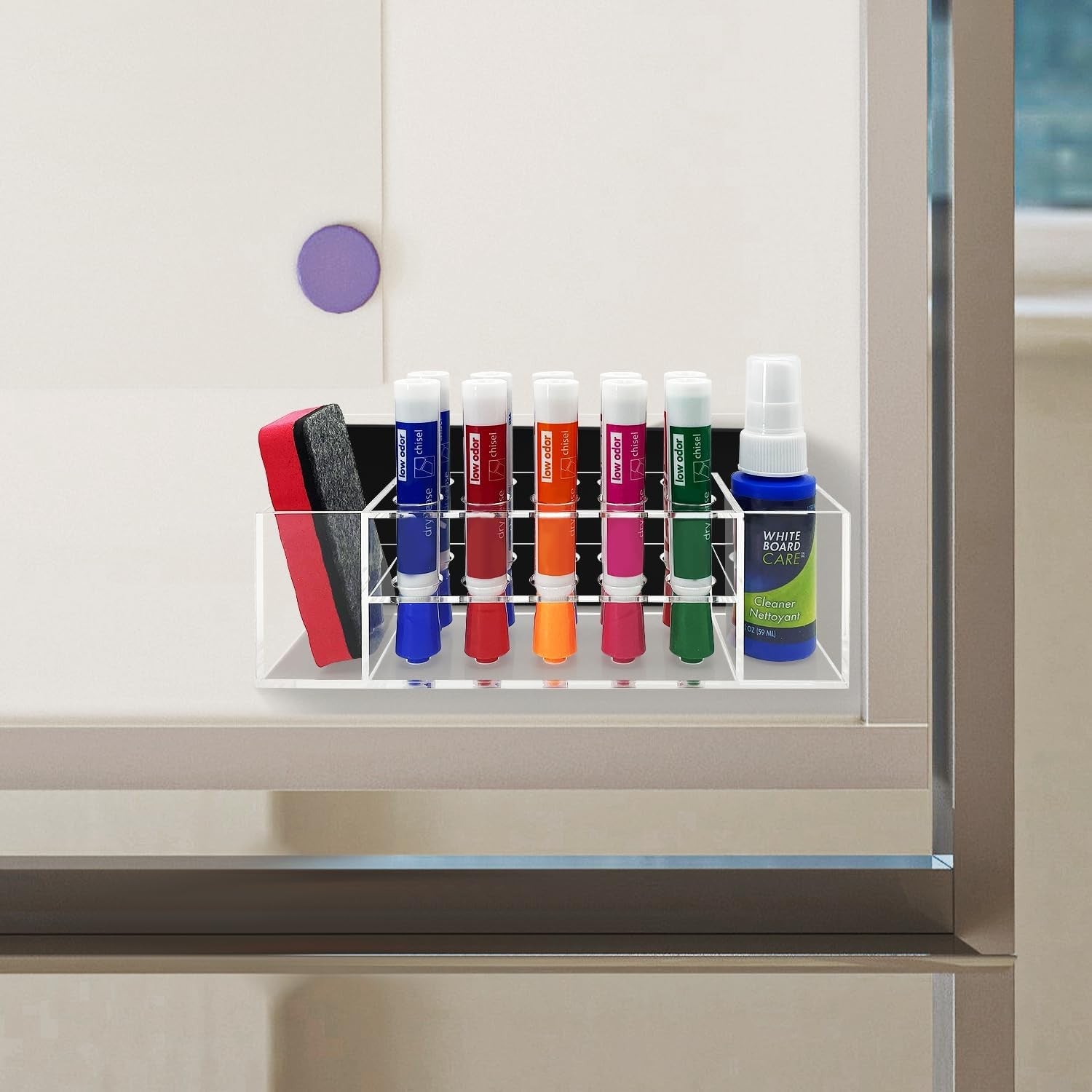 Acrylic Magnetic Dry Erase Marker Holder 10 Slots Clear Magnetic Marker Pen