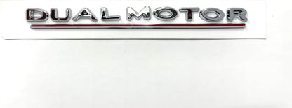 Dual Motor Emblem Sticker for Tesla, Chrome Red Line ABS Underline Badge Letters