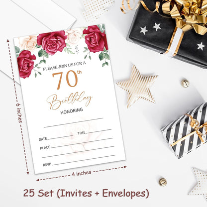 70th Birthday Invitations for Women, 70th Birthday Party Invitations Adult