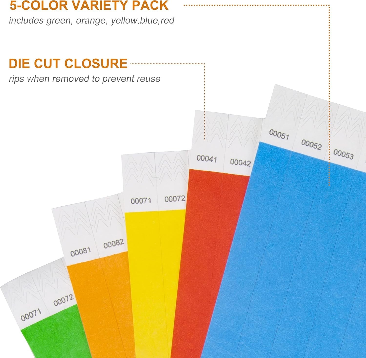 500 Pcs Wristbands Waterproof Tearproof Wrist Straps Admission Bracelets Tickets