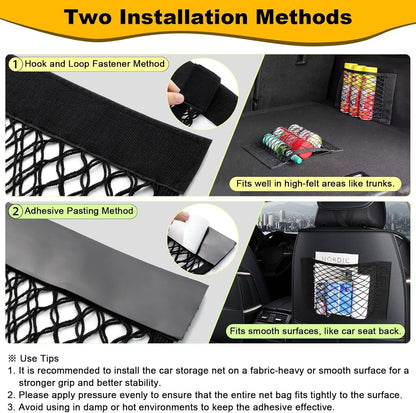 4Pcs Universal Car Storage Net Pockets Stretchable Automotive Mesh Pouch Nets