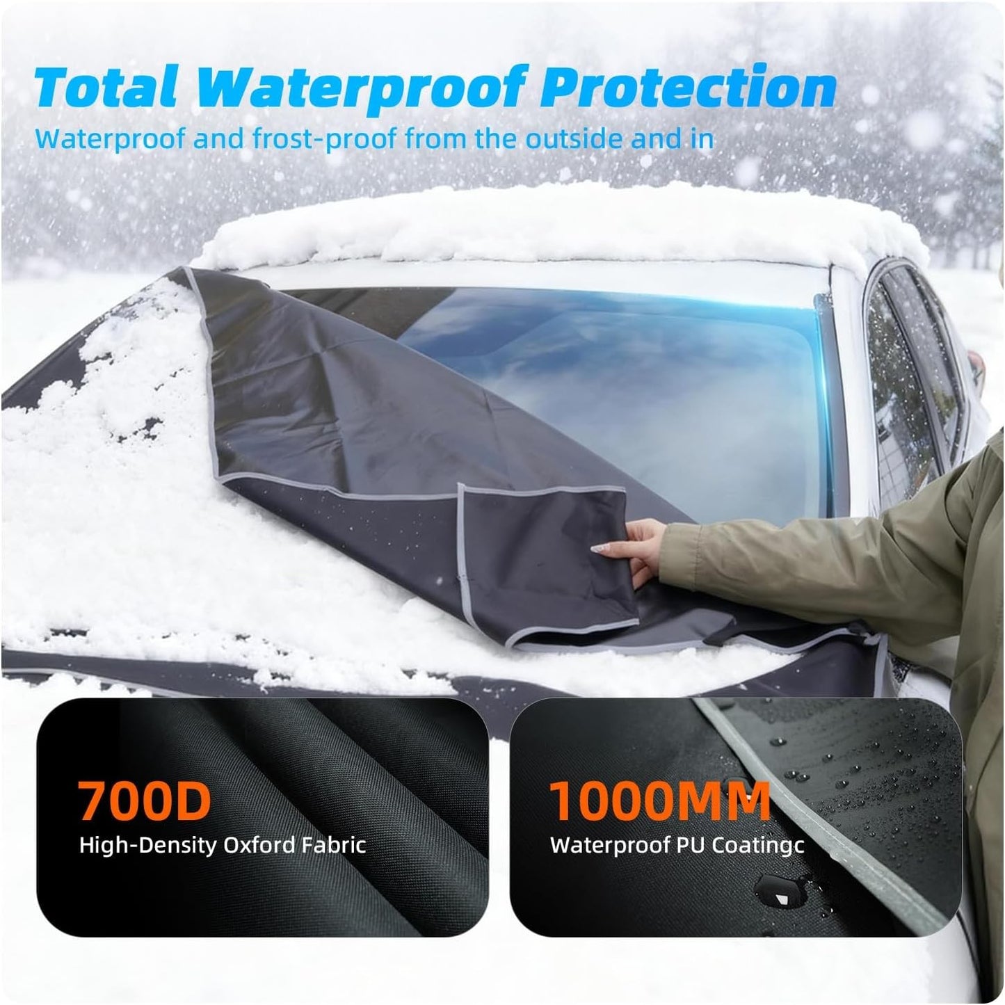 [2026 Upgraded] Car Windshield Cover for Ice and Snow [700D Waterproof Fabric]
