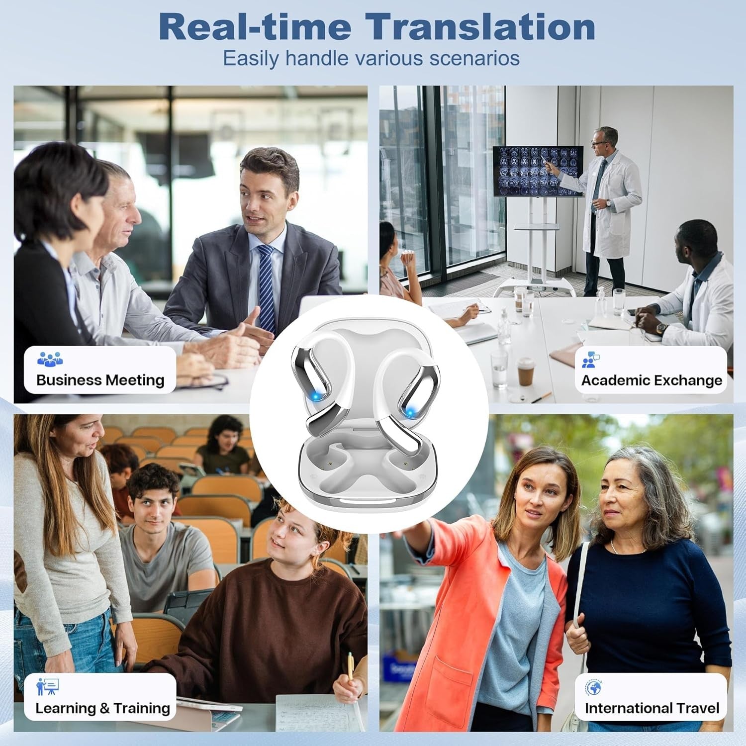 Wireless Earbuds, Real-Time AI Translation Earbuds,144 Languages Language