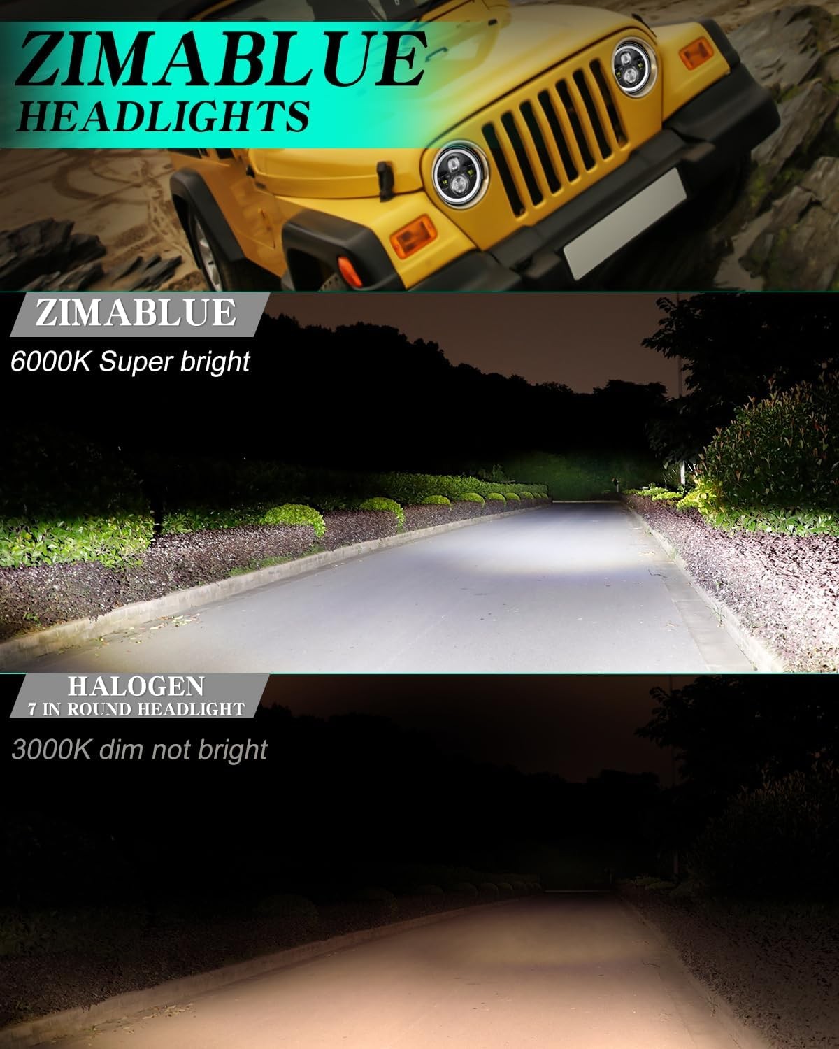 7 inch led Headlight Round 2pc Projector 7 inch Halo led Headlight H6024 DOT