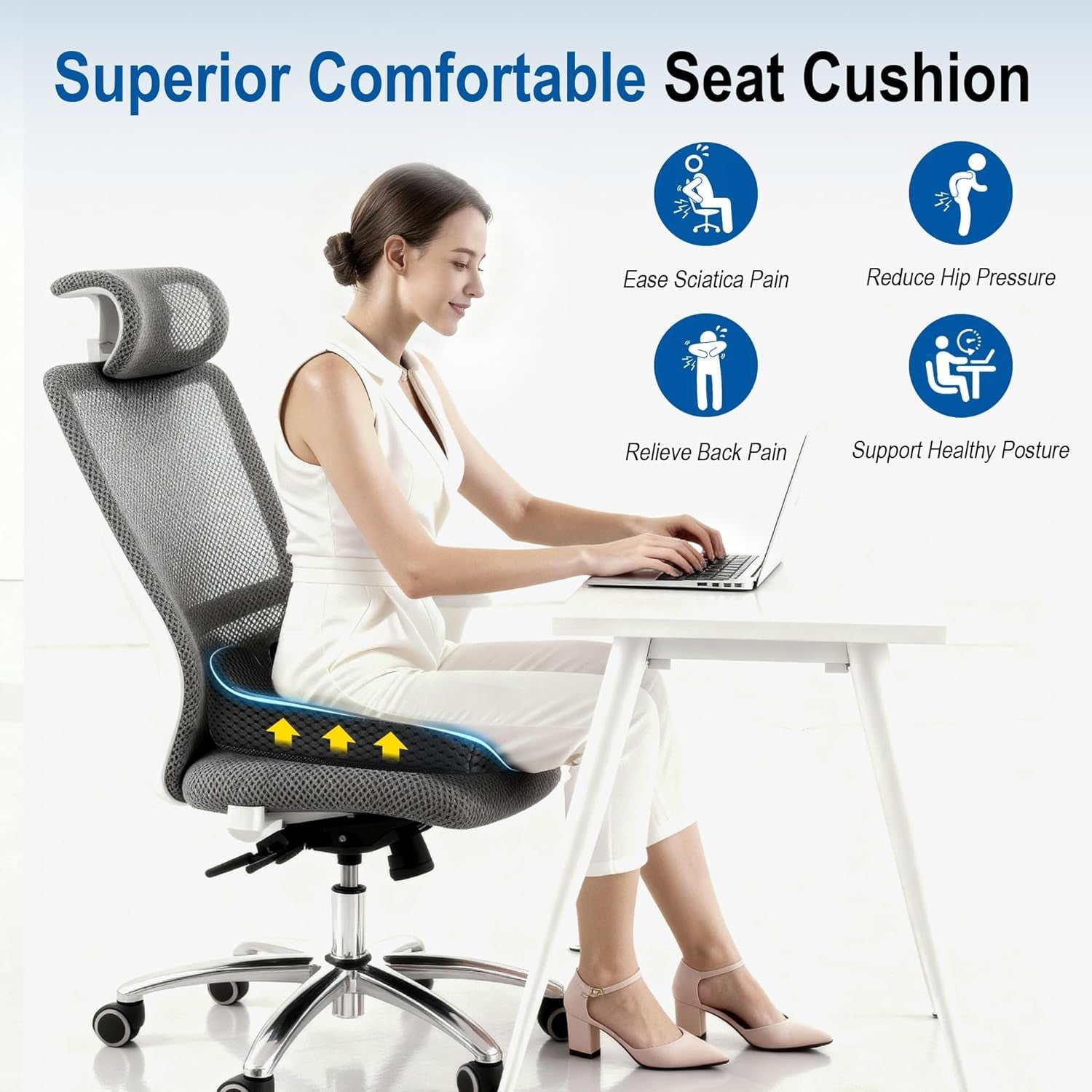 Lofty Aim Car Seat Cushion: Ergonomic Memory Foam Cushion for Driving and Long