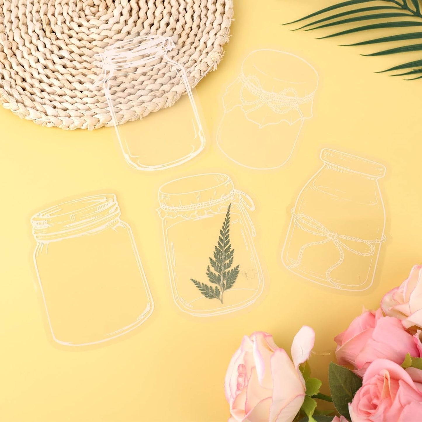 20pcs Transparent Dried Flower Bookmark, Botanical Specimen Clear Floral