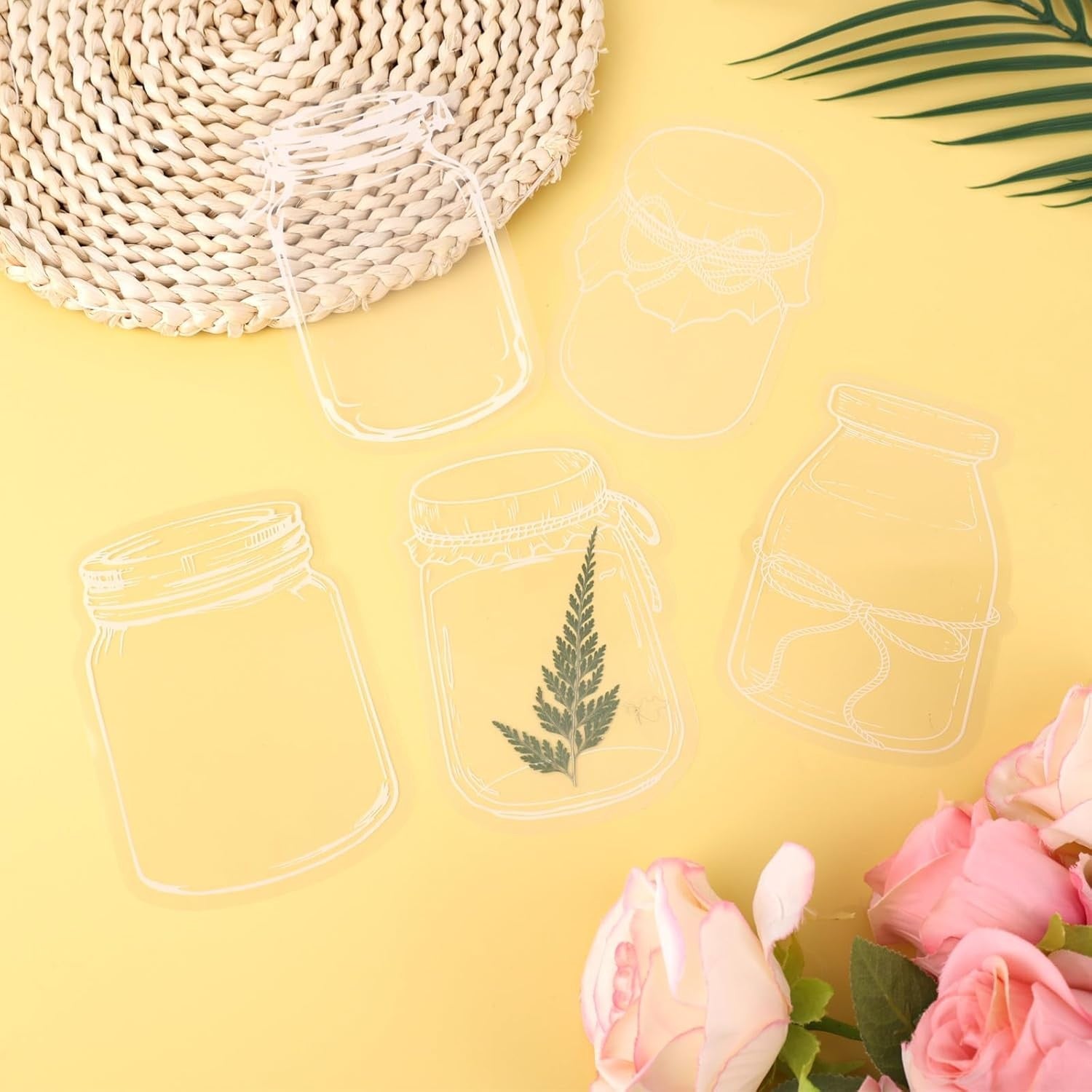 20pcs Transparent Dried Flower Bookmark, Botanical Specimen Clear Floral