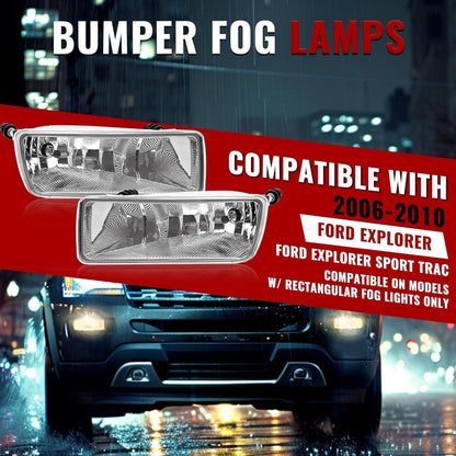 Fog Light Pair with 2006-10 Ford Explorer/Explorer Sport Trac Halogen Fog Lamp