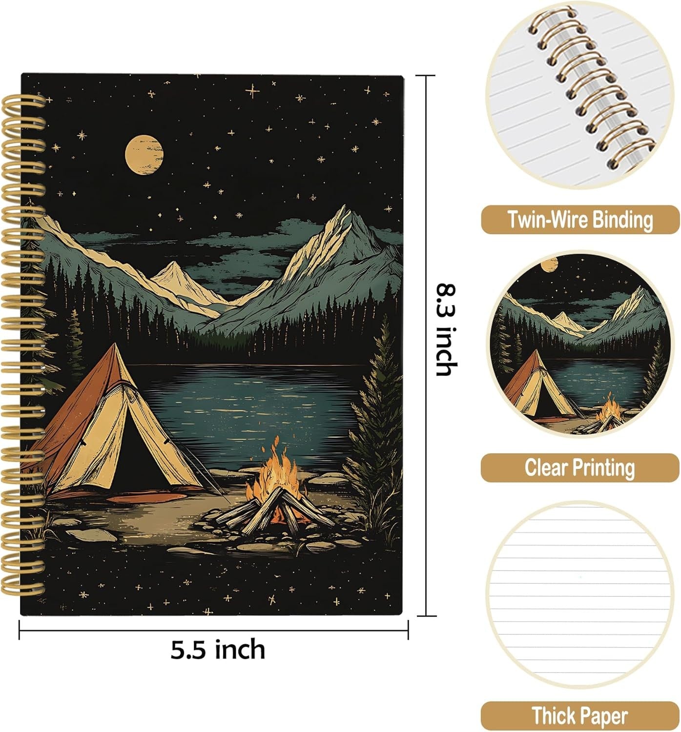 Camping Journal Notebook - Summer Hiking Adventure Notebooks College 5.5"x8.3"