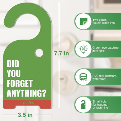 2 Pack "Did You Forget Anything?" Door Knob Reminder Sign, Visual 7.7" x 3.5"