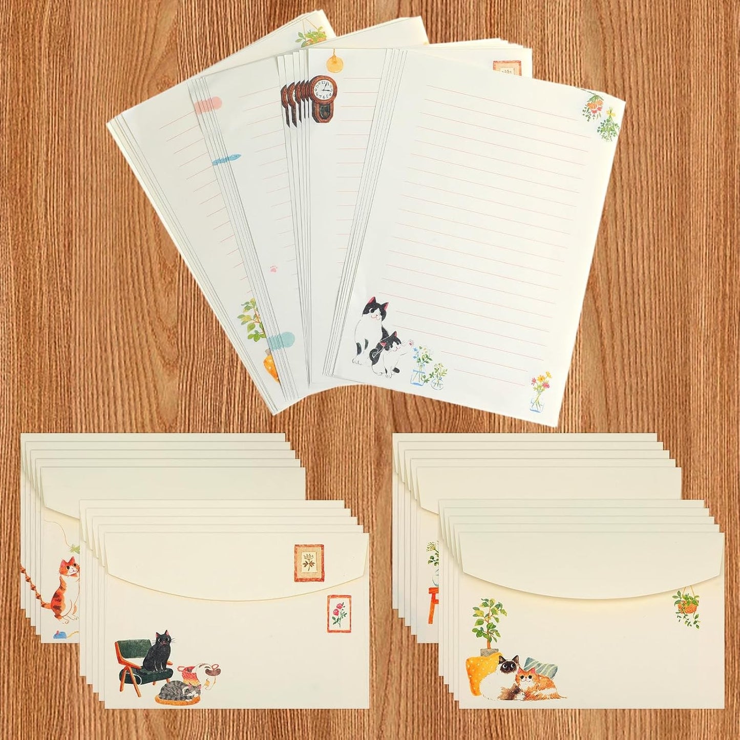 Writing Paper and Envelopes Set, 36pcs Vintage Fresh Cute Cat Letter Stationery