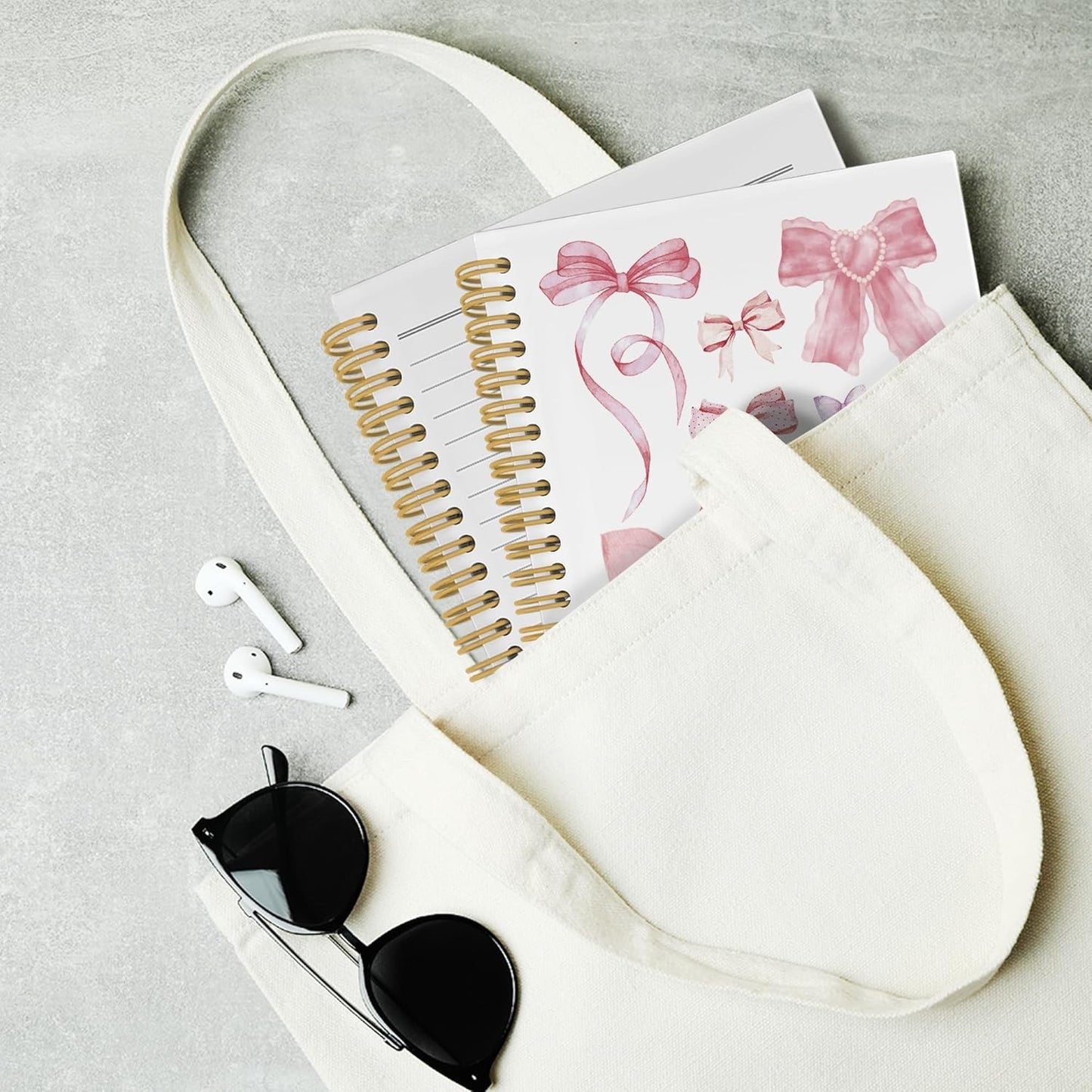 Coquette Bows Journal Notebook - Trendy Preppy Funky Pink Notebooks 5.5"x8.3"