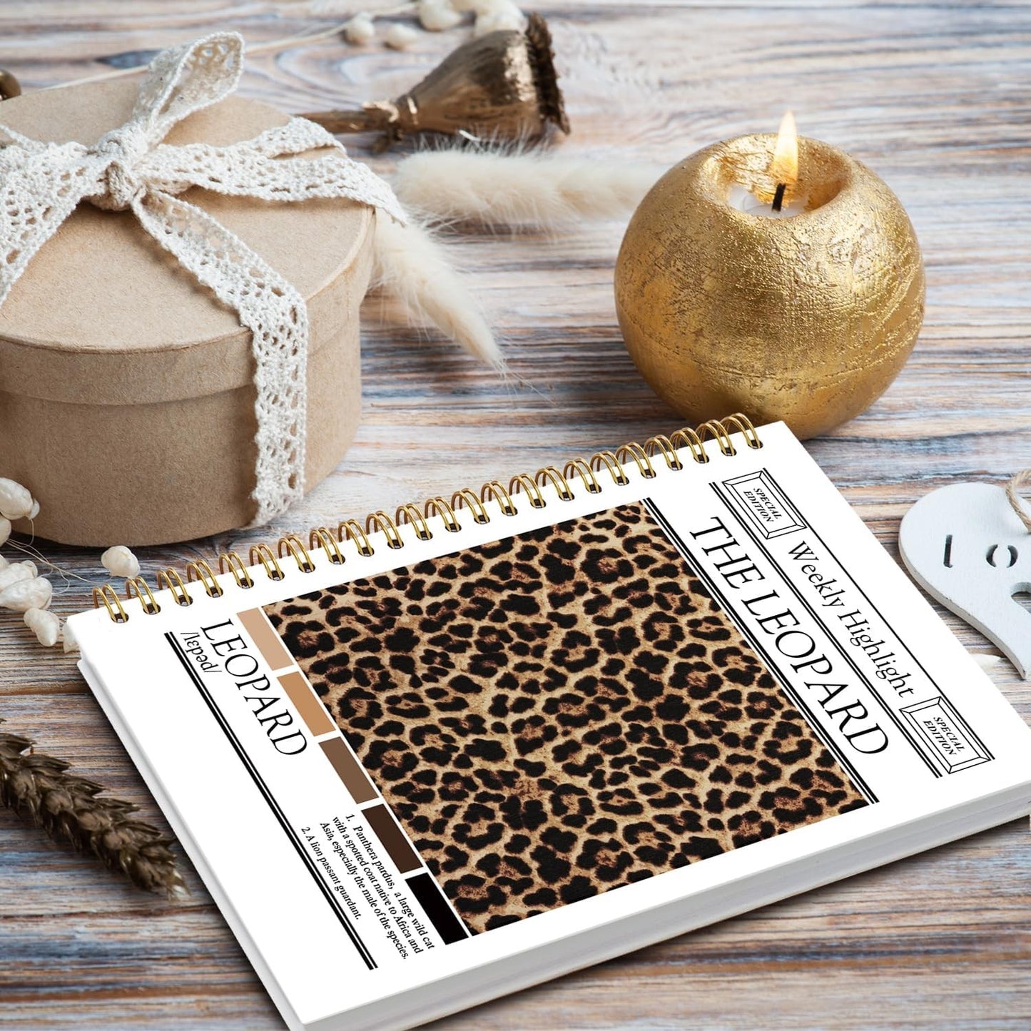 Trendy Preppy Cheetah Print Spiral Notebook Spiritual Journal Women 5.5 x 8.3