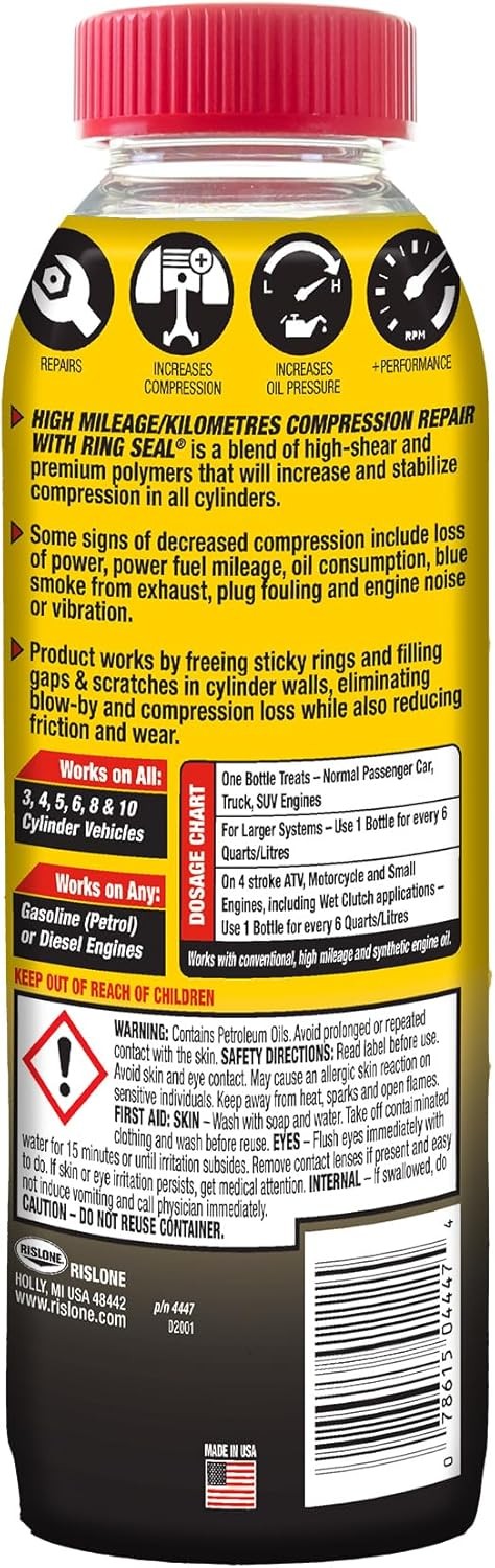 Rislone 4447 High Mileage Compression Repair with Ring Seal, 16.9 oz.