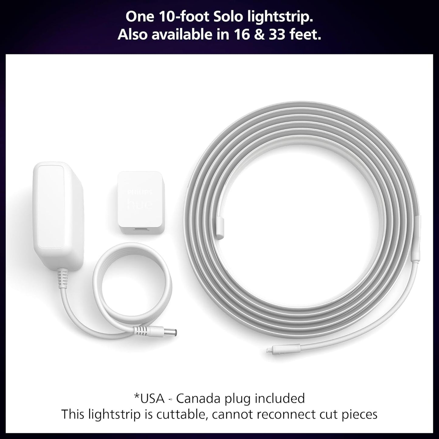 Indoor 10 Ft Smart RGBWW LED Solo Lightstrip Base Kit, 1 Pack, Control with App