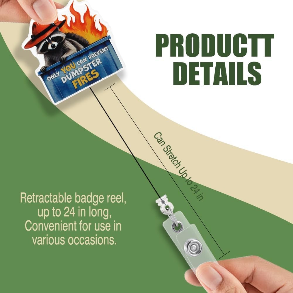 Only You Can Prevent Dumpster Fires Retractable Glitter Badge Reel with Clip
