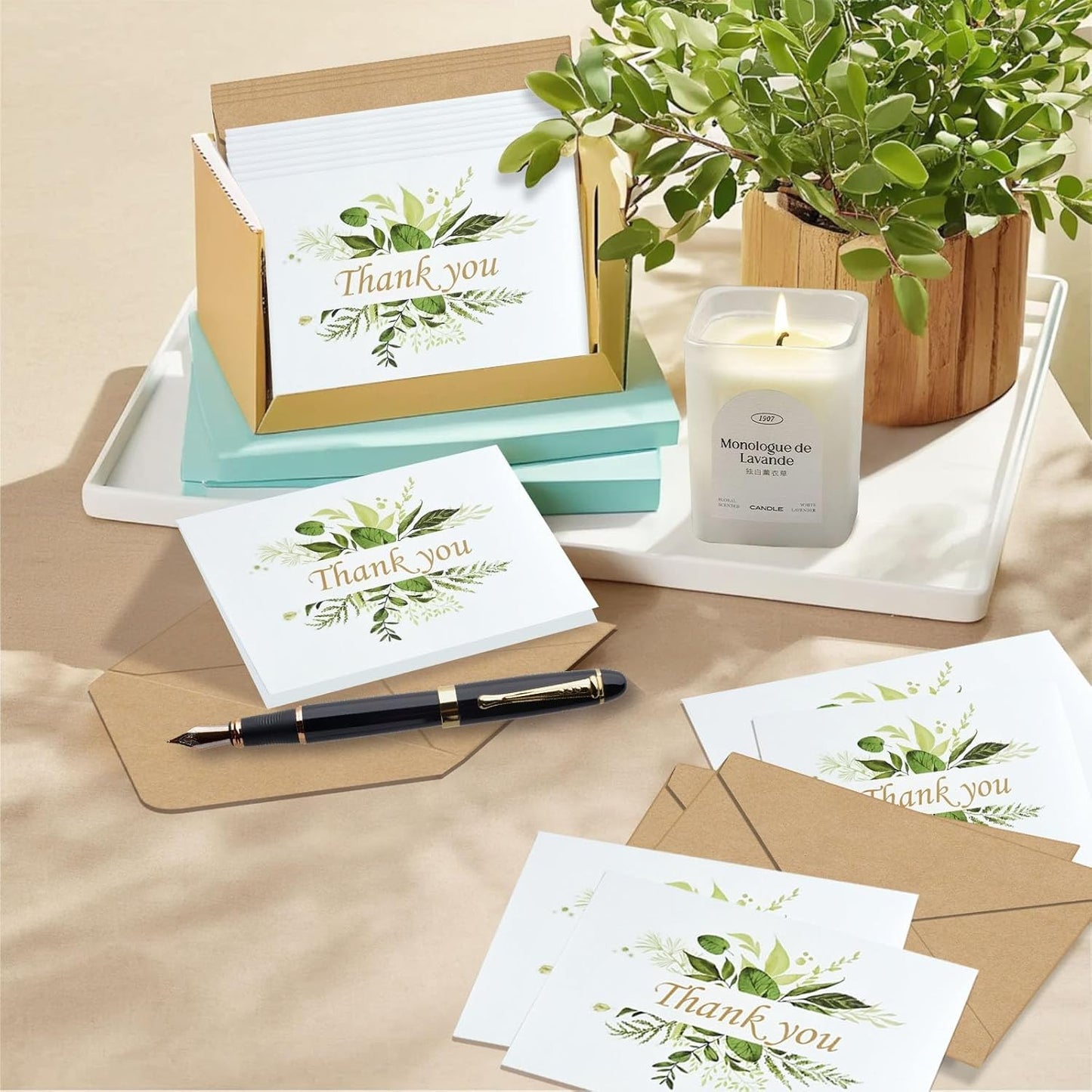30-Pack Floral Thank You Cards, Includes Envelopes & Stickers for Multiple