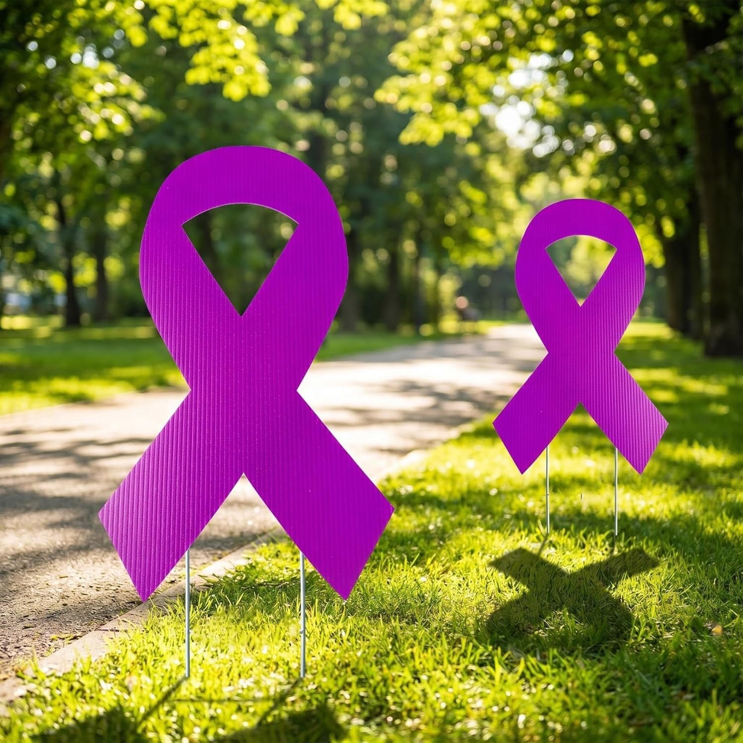 5pcs Large Ribbon Awareness Yard Signs with Metal Stakes 14" Ribbon Health