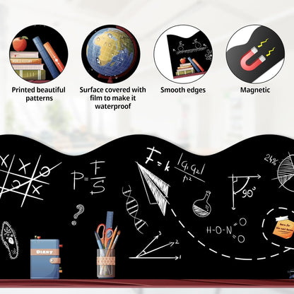 12pcs Magnetic Bulletin Board Borders 11.81x1.97in Blackboards Chalk Style