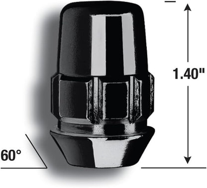 Automotive 71681NBC Acorn Black Chrome Wheel Locks (1/2" Thread Size)