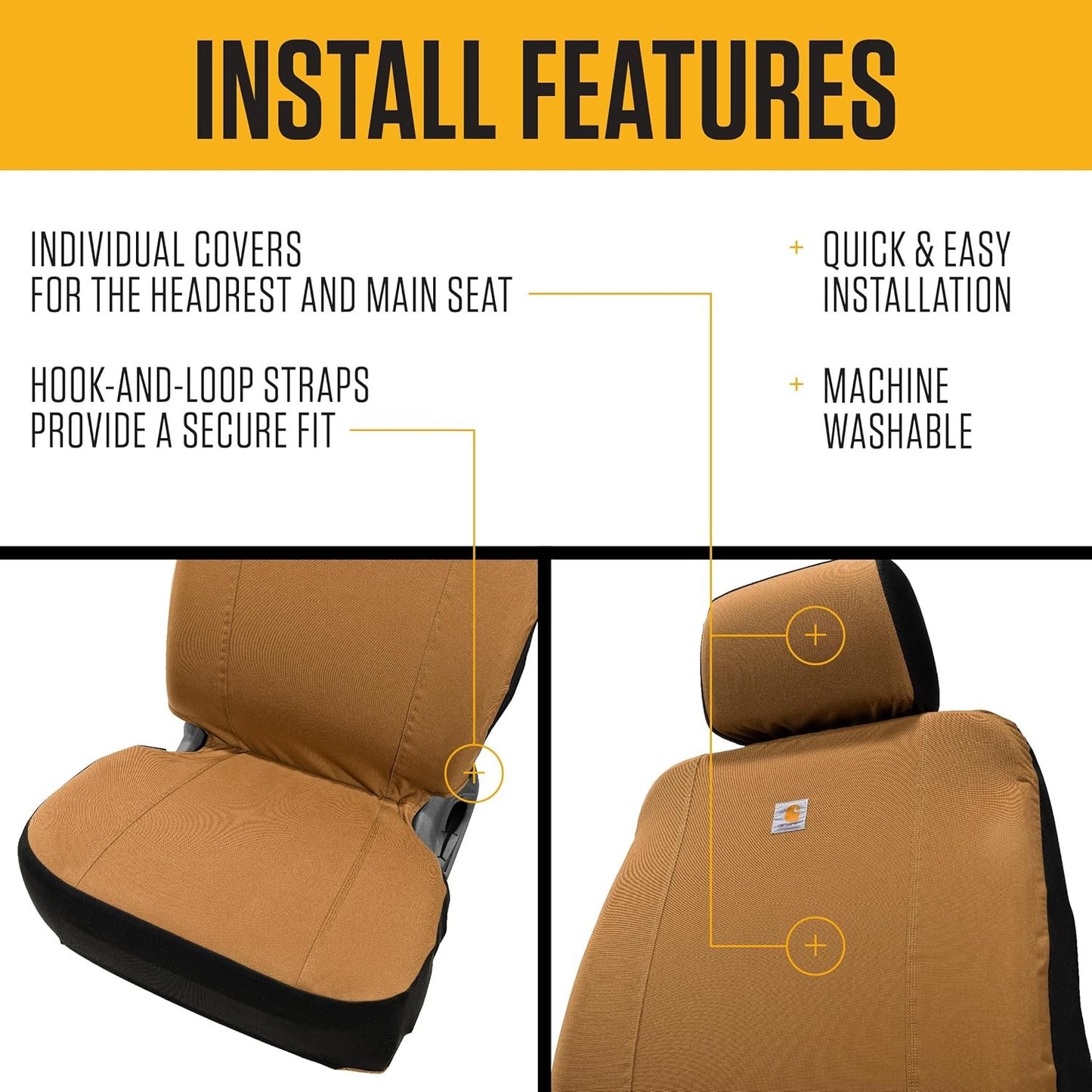 Universal Nylon Duck Canvas Fitted Bucket Seat Cover, Durable Seat Protection