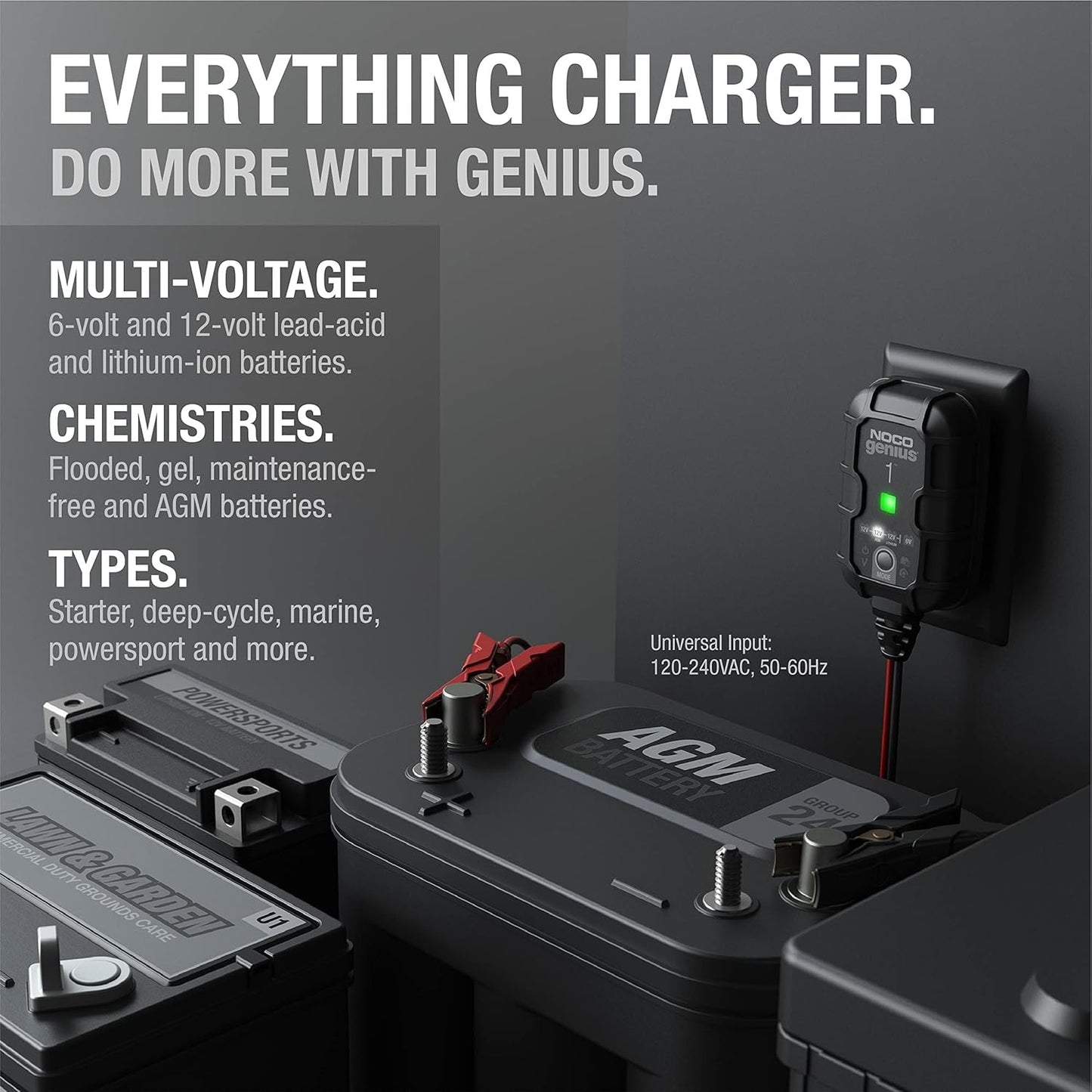 GENIUS1: 1A 6V/12V Smart Battery Charger – Automatic Maintainer, Trickle Charger