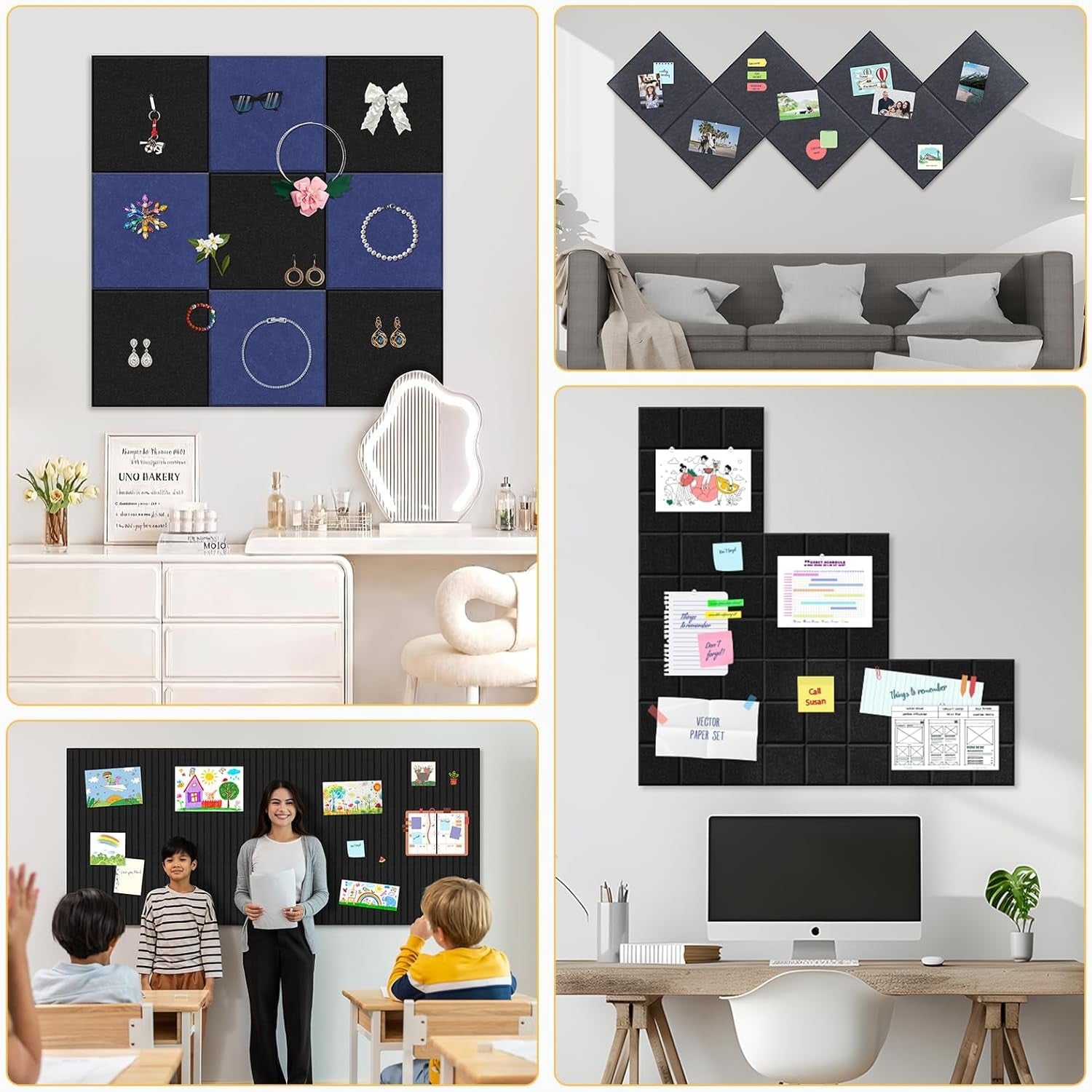 Large Cork Board for Walls, 12 Pack Square Bulletin Board, 48"x36" Pin Board