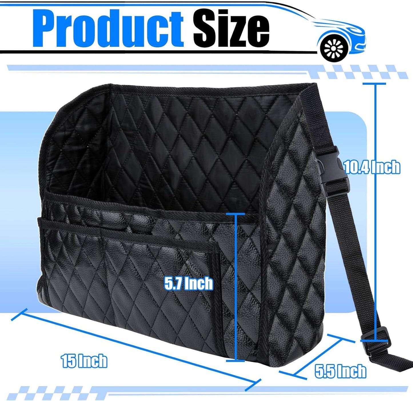 Car Purse Holder Between Seats, Leather Auto Front Seat Handbag Organizer Pocket