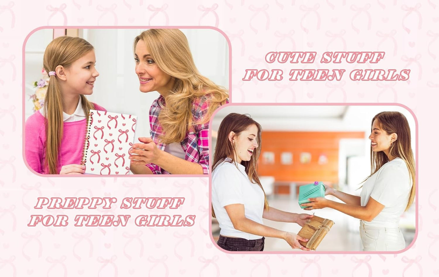 Cute Red Bow Notebook Journals Diary,Preppy Cute School Supplies for Teen