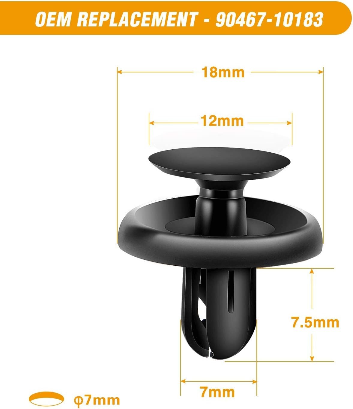 100PCS 6.5mm 7mm 9mm Compatible with Toyota Push Type Retainer 90467-10183