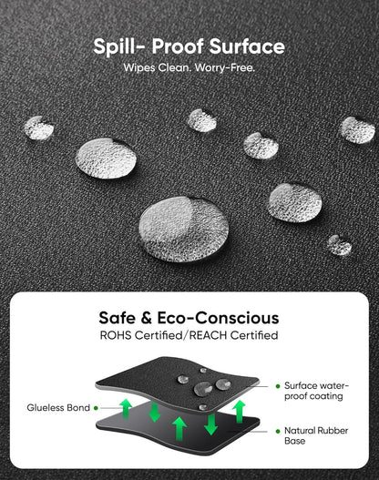 Black Waterproof Desk Mat, Large Mouse Pad with Extended 11.81''x31.50''x0.12''