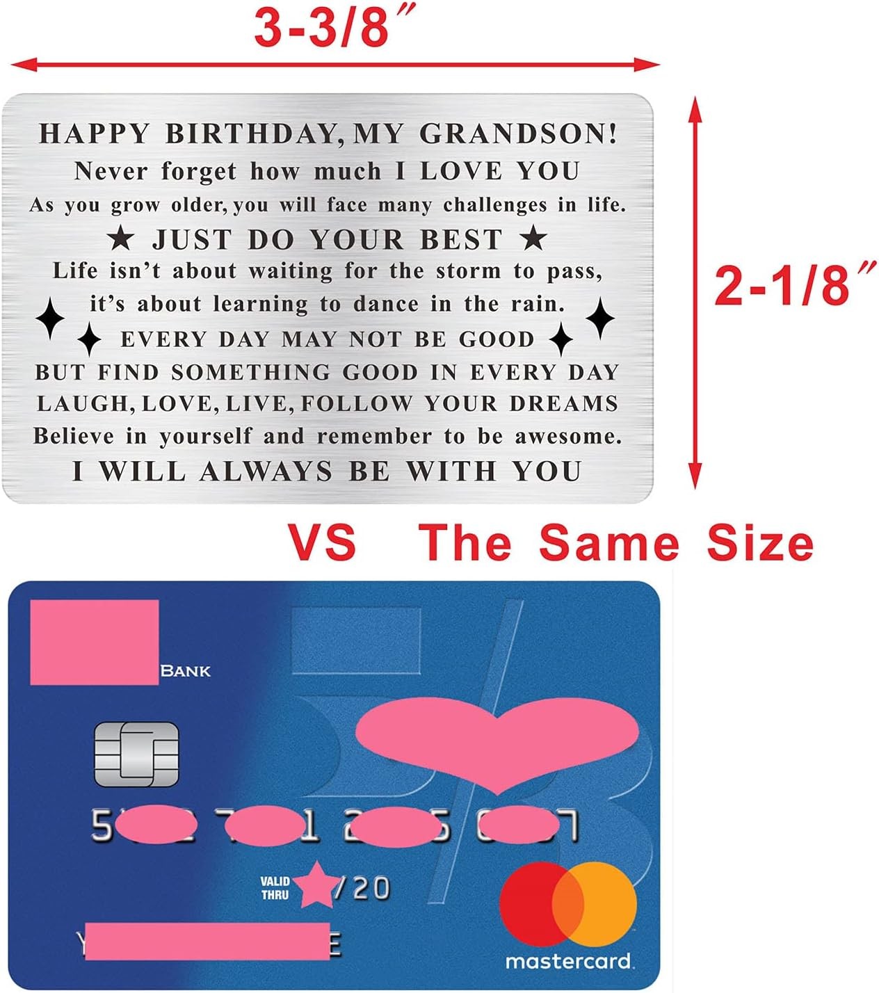 Grandson Birthday Card, Grandson Bday Gift, Engraved Wallet Card