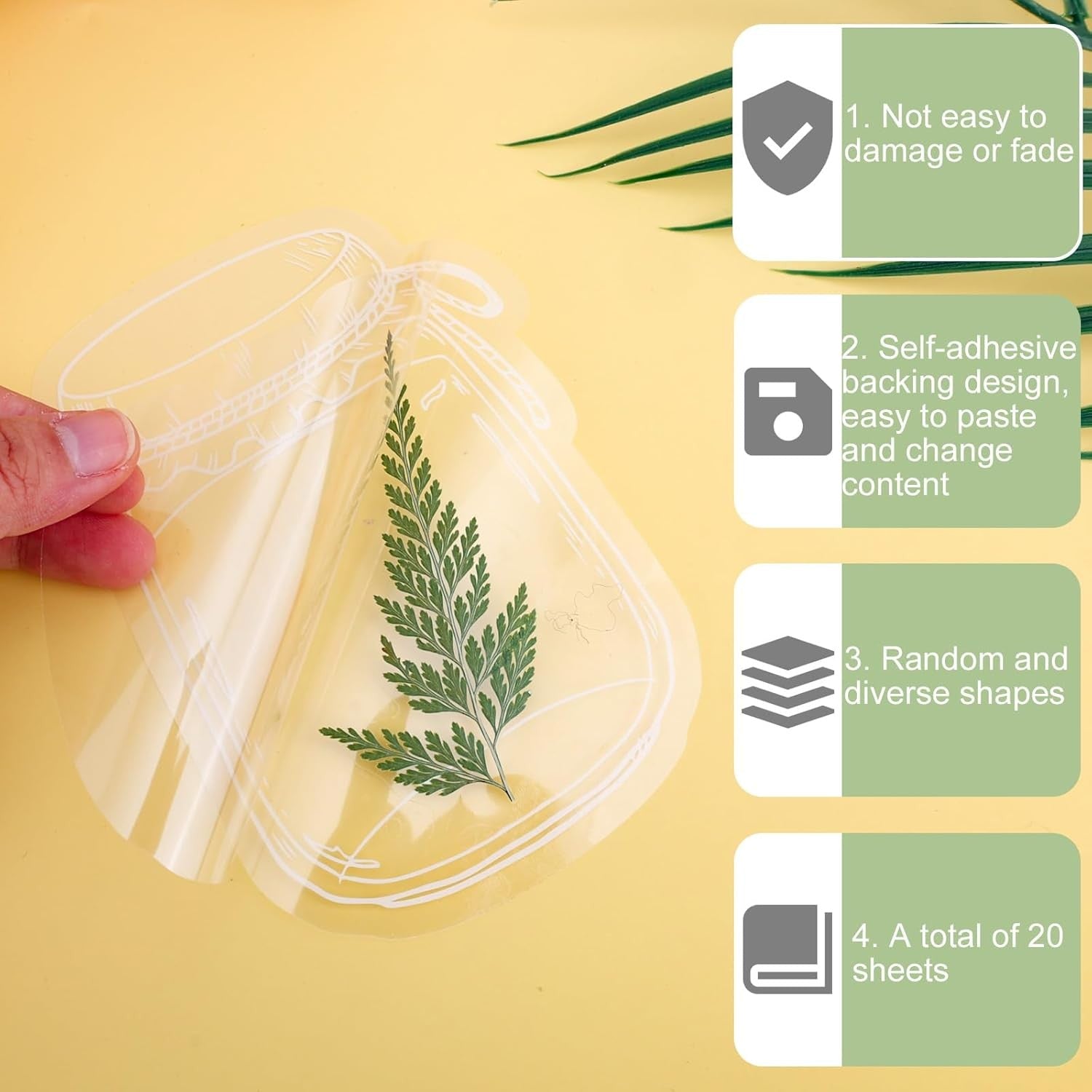 20pcs Transparent Dried Flower Bookmark, Botanical Specimen Clear Floral