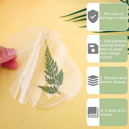20pcs Transparent Dried Flower Bookmark, Botanical Specimen Clear Floral