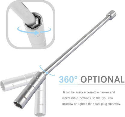 14mm+16mm Extend Spark Plug Socket,Thin Wall 12 Points 3/8" Drive Spark Plug