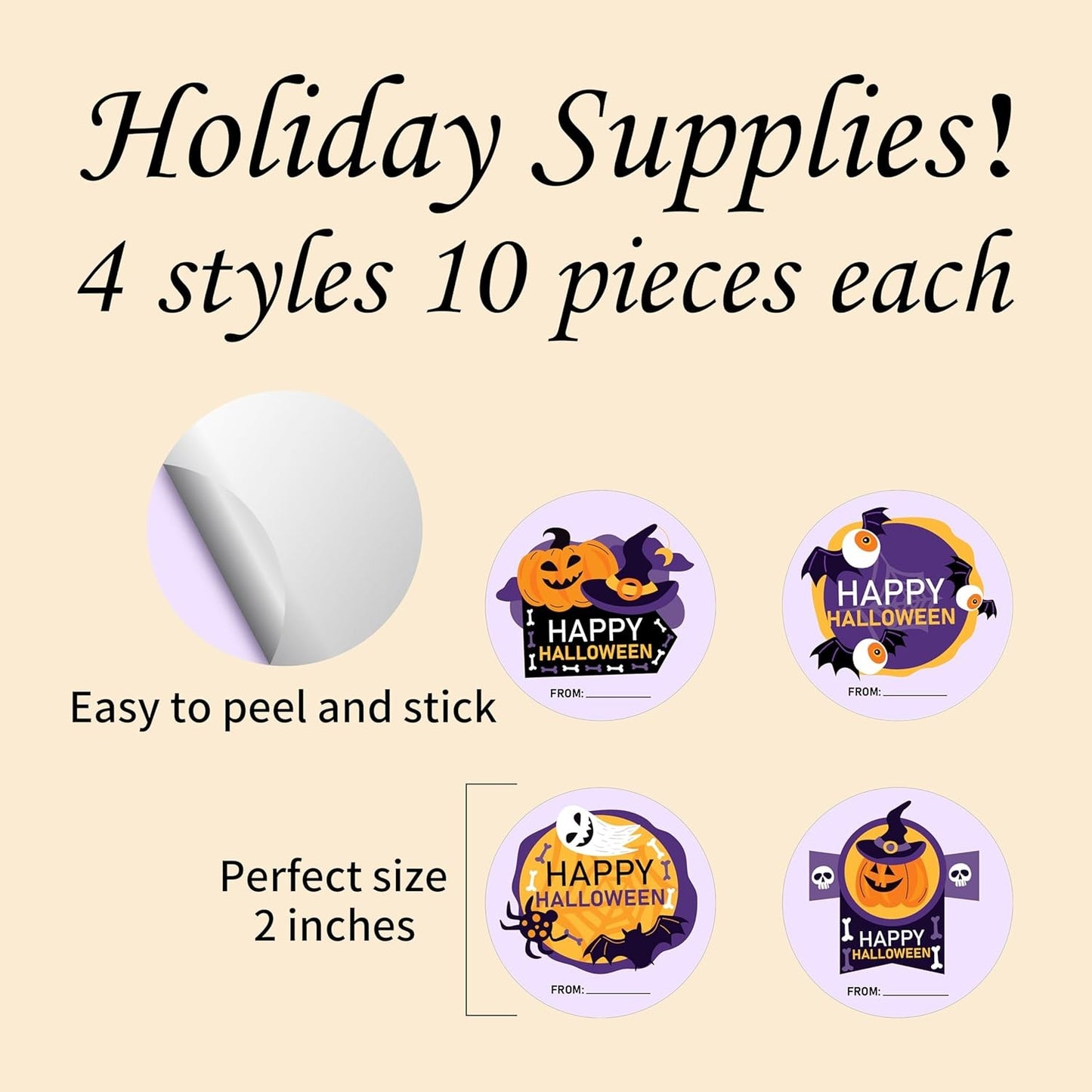 2" Happy Halloween Stickers Set, Bat Ghost Stickers, Gift Box，Greeting Cards DIY