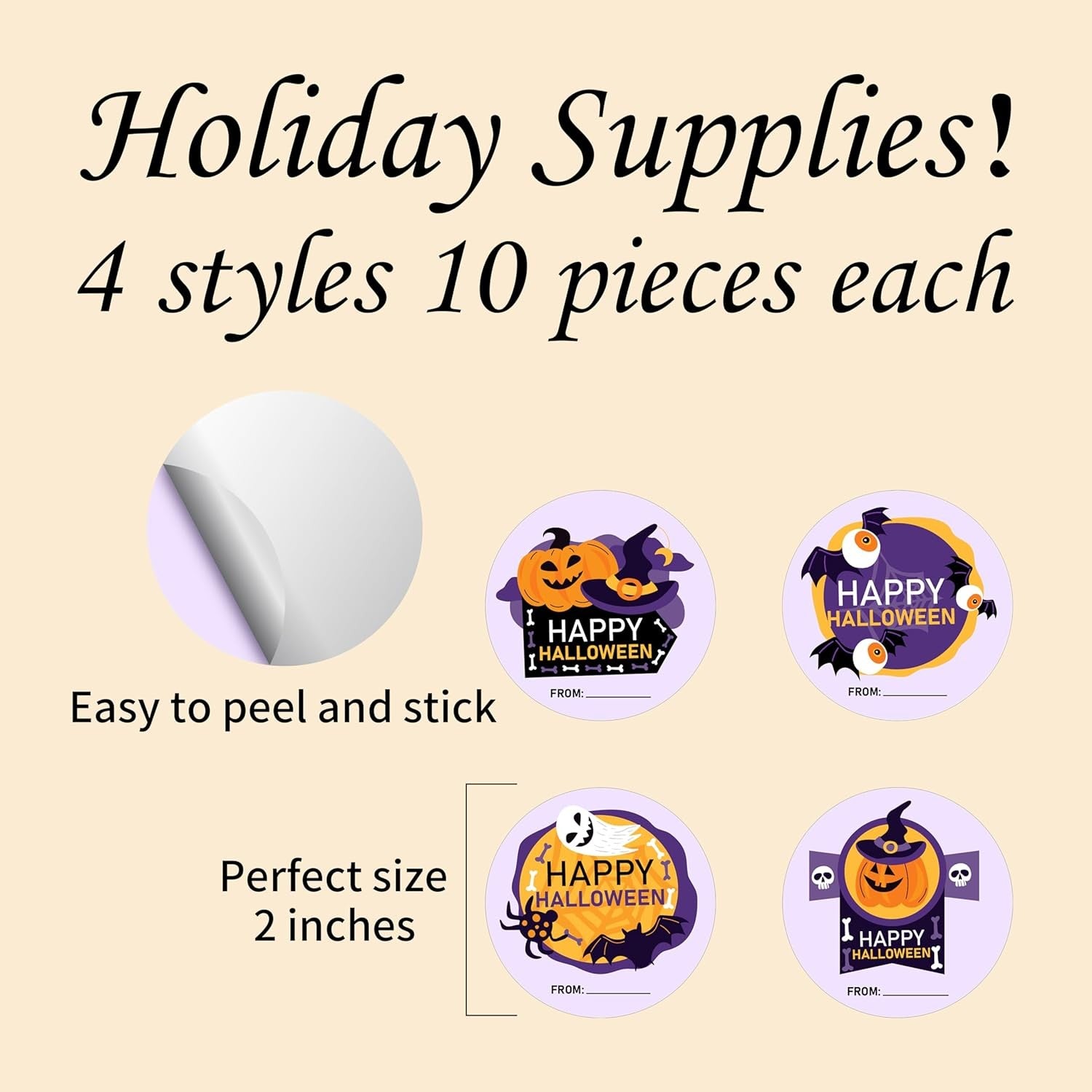 2" Happy Halloween Stickers Set, Bat Ghost Stickers, Gift Box，Greeting Cards DIY