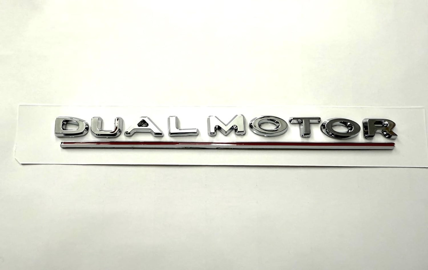 Dual Motor Emblem Sticker for Tesla, Chrome Red Line ABS Underline Badge Letters
