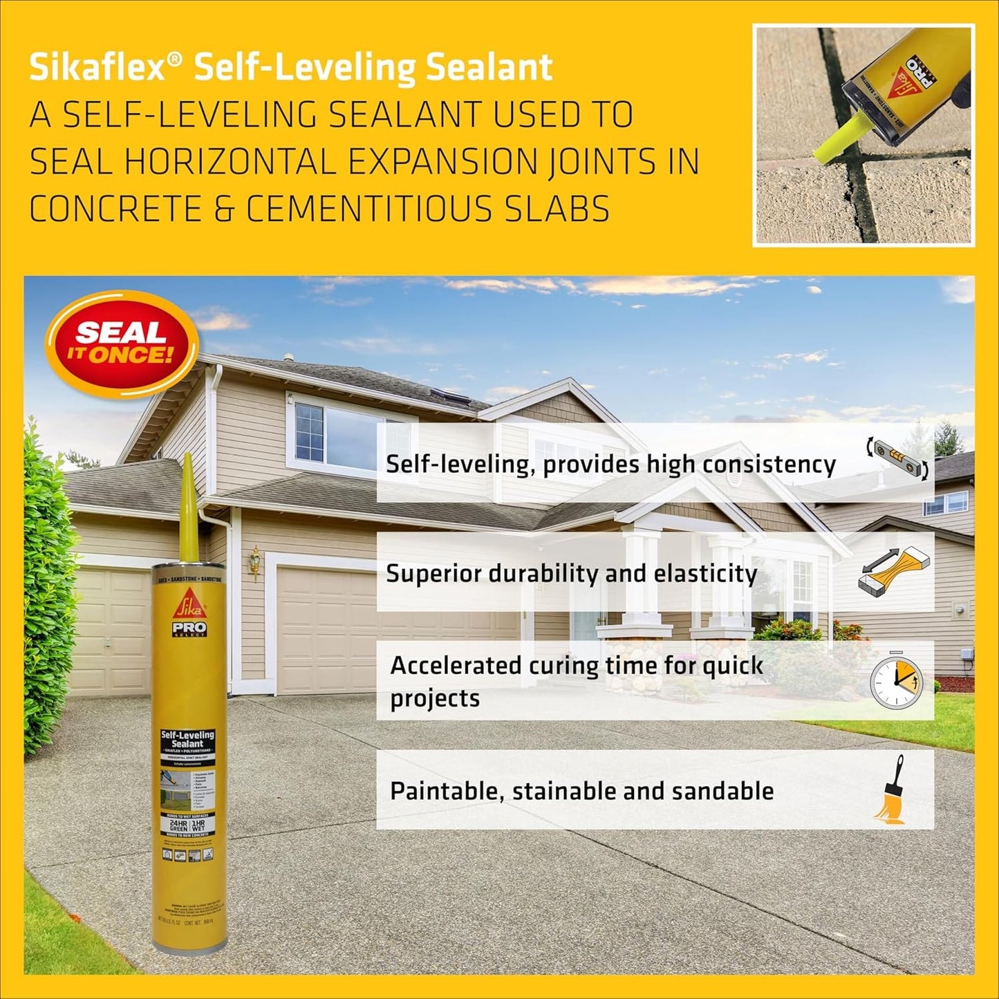 Sikaflex Self Leveling Sealant, Sandstone, 29 fl oz fL, Polyurethane, Sealing