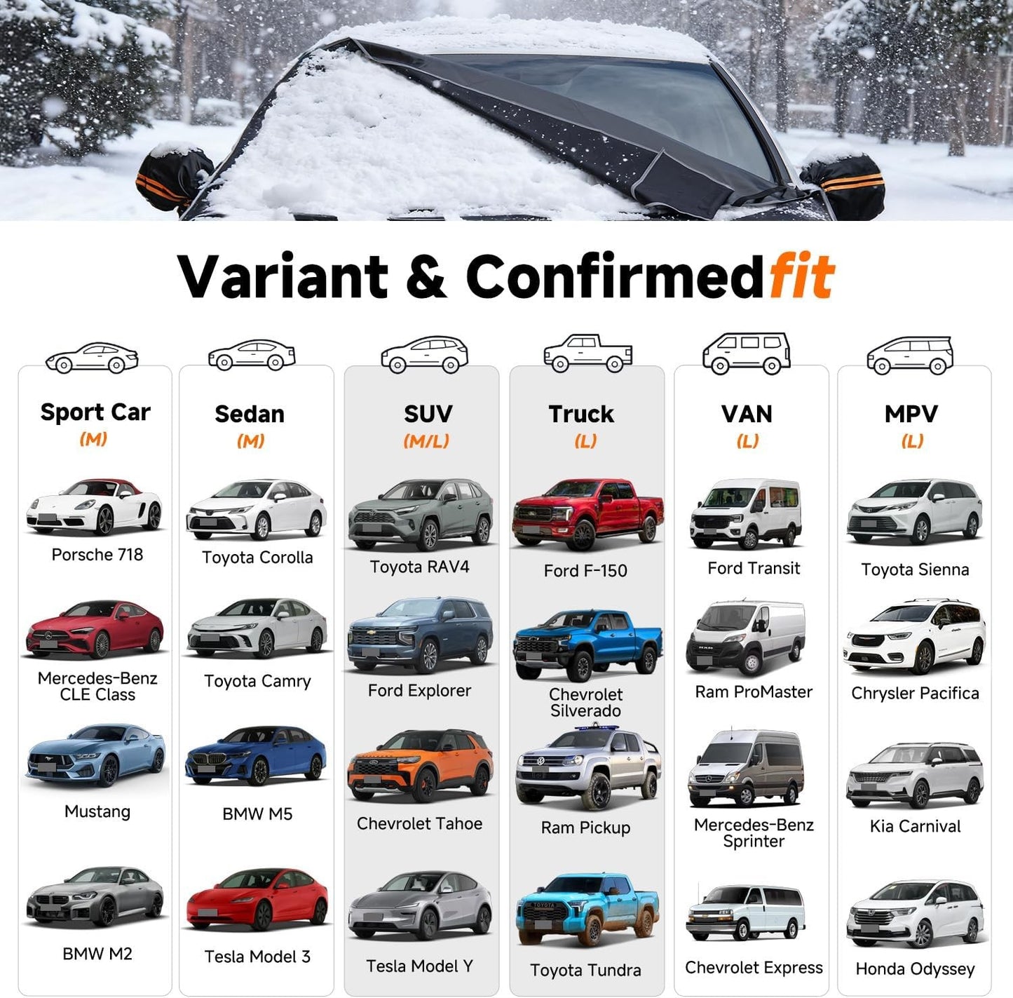 [2026 Upgraded] Car Windshield Cover for Ice and Snow [700D Waterproof Fabric]