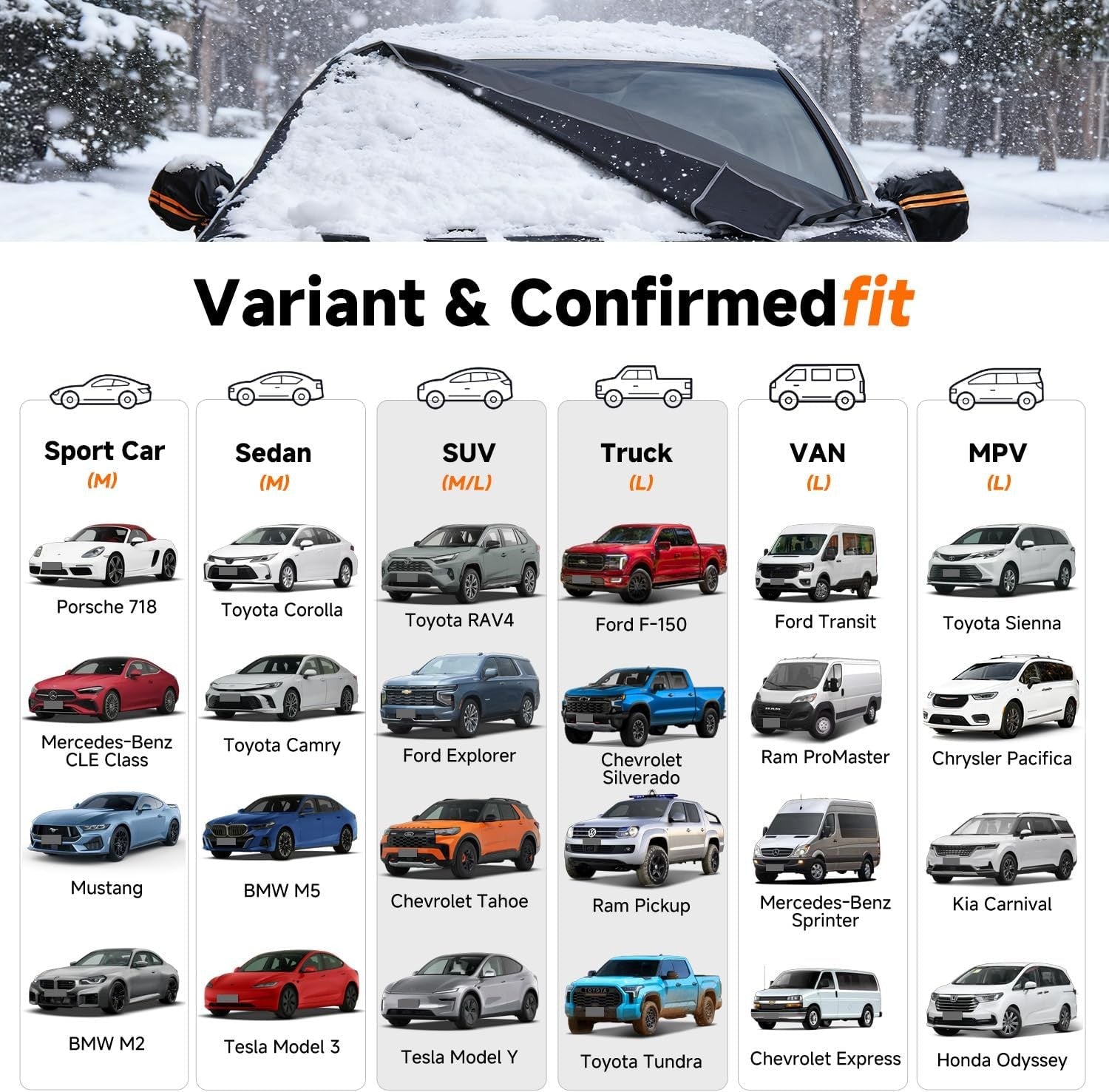 [2026 Upgraded] Car Windshield Cover for Ice and Snow [700D Waterproof Fabric]