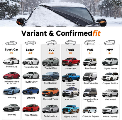 [2026 Upgraded] Car Windshield Cover for Ice and Snow [700D Waterproof Fabric]
