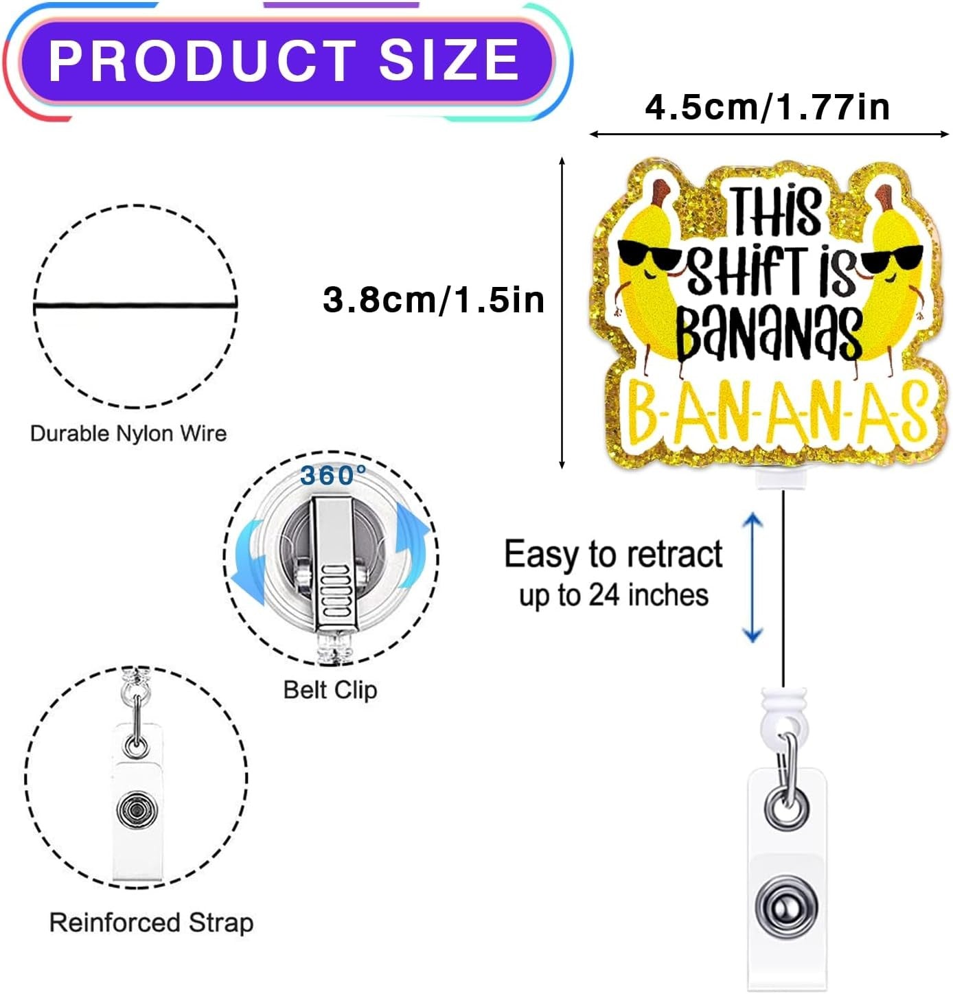 This Shift is Bananas Badge Reel, Funny Retractable Badge Reel for Nurse Nursing