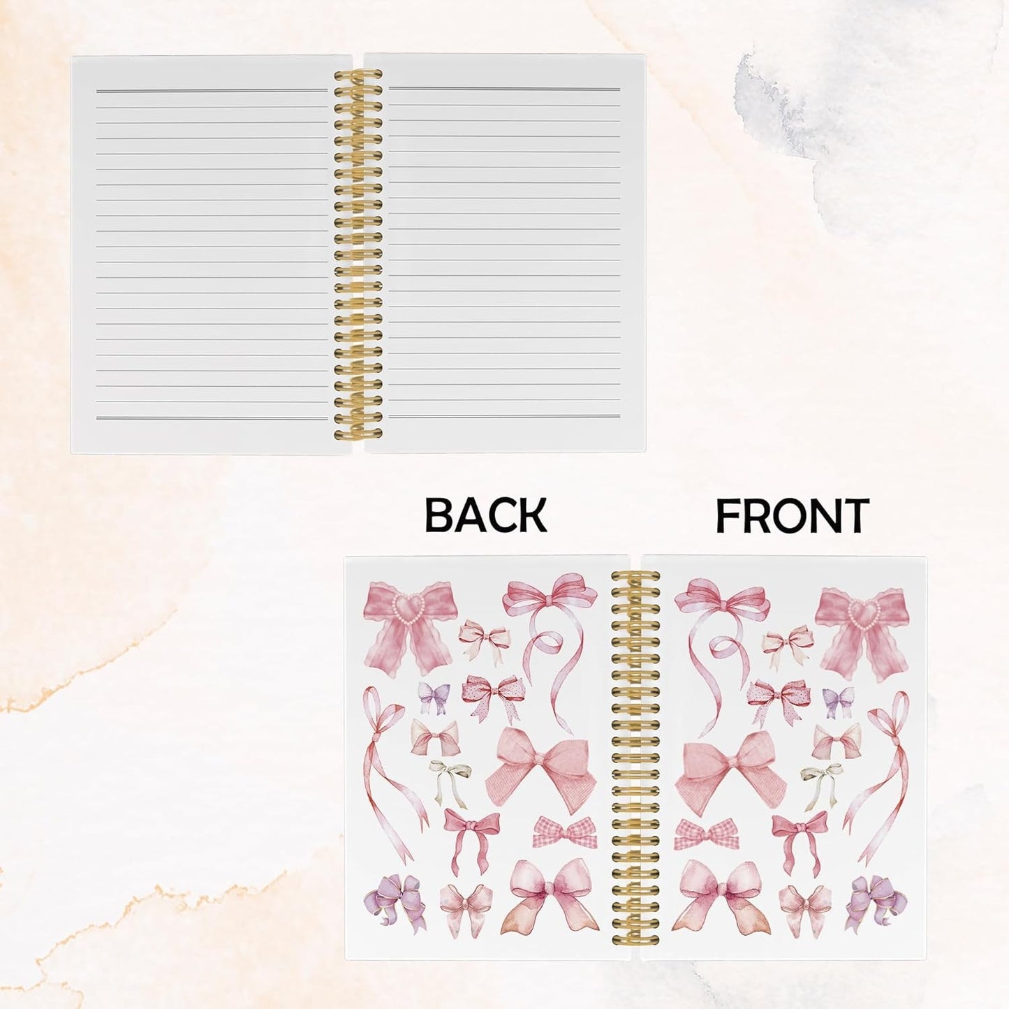 Coquette Bows Journal Notebook - Trendy Preppy Funky Pink Notebooks 5.5"x8.3"