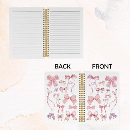 Coquette Bows Journal Notebook - Trendy Preppy Funky Pink Notebooks 5.5"x8.3"