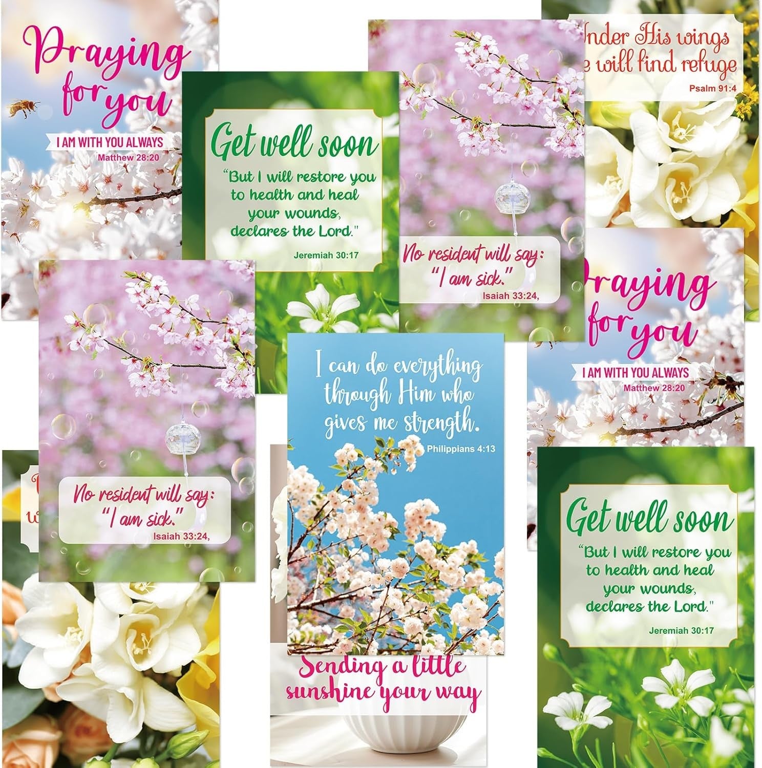 Christian Get Well Cards Religious Get Well Soon Card with Scripture Envelopes