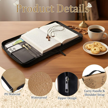 Bible Cover Case for Women PU Leather Bible Covers with Handle and Detachable
