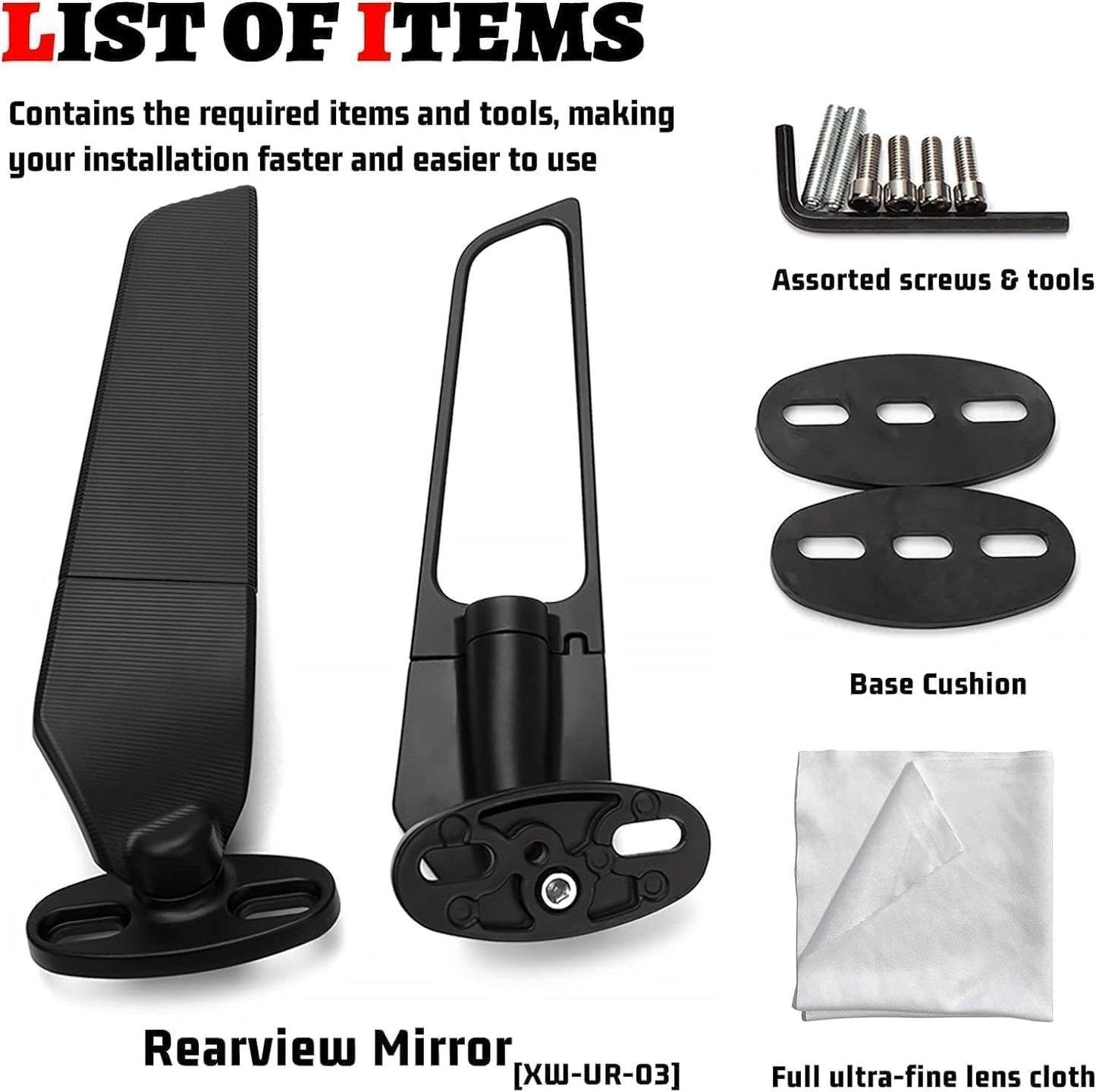 Motorcycle Mirrors Adjustable Rotating Stealth Mirrors for Ninja 400 500 650 300