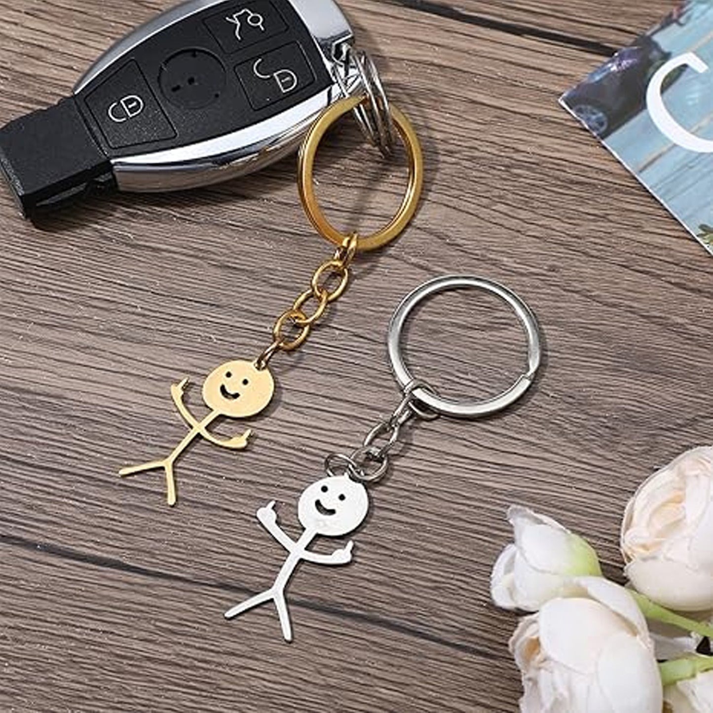 4 Pcs Middle Finger Gifts, Funny Keychains for Men Women, Personalized Matching