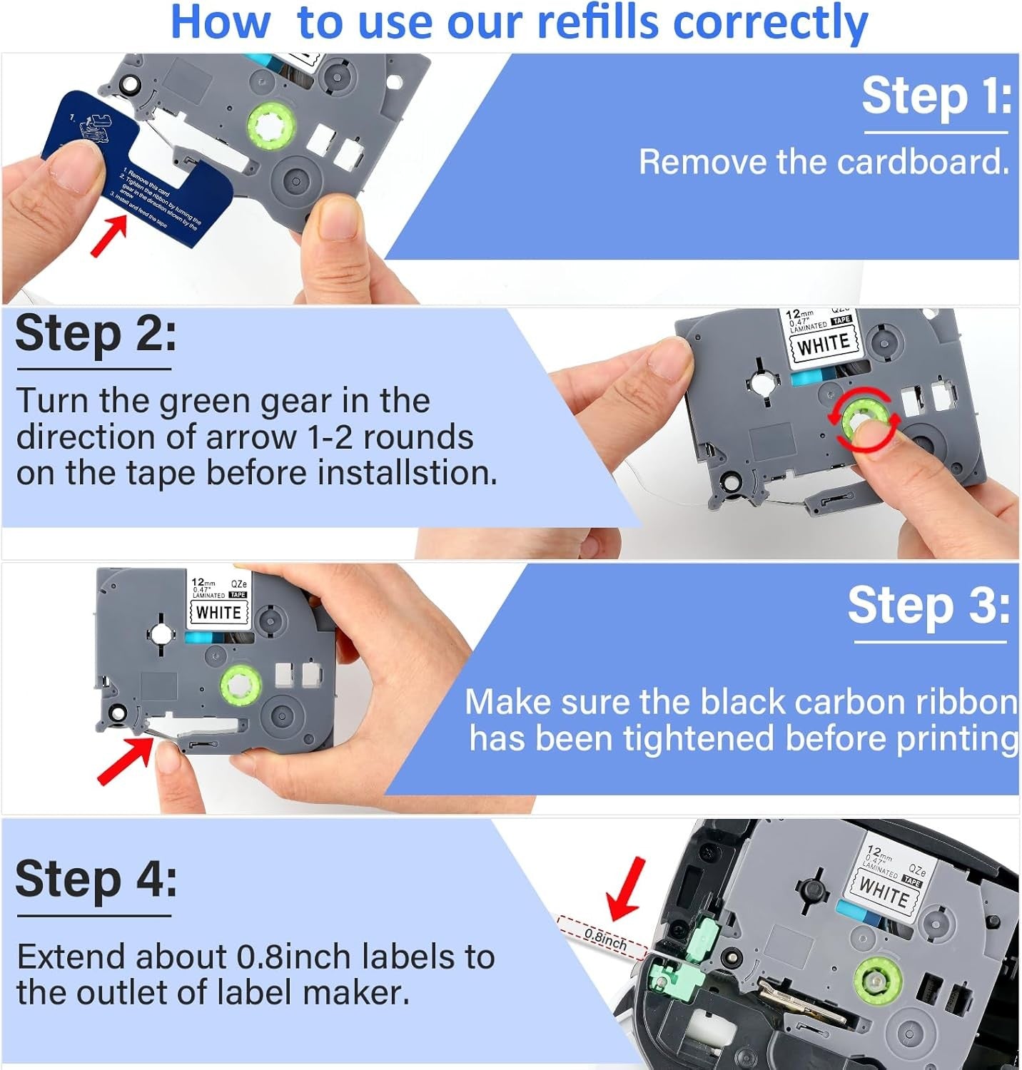 5-Pack Compatible Brother P Touch Label Tape Multicolors TZe-231 tz431 531